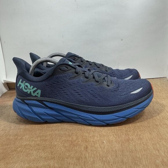 Hoka One One Clifton 8 Men Size 10 D Blue Athletic Running Shoes - Picture 1 of 9